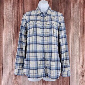 ibex Womens Size Small Taos Wool Blend Plaid Snap Button Long Sleeve Shirt
